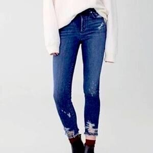 AGOLDE Sophie Zip Fly Distressed Dark Wash Ankle Jeans Style A018 Size 29